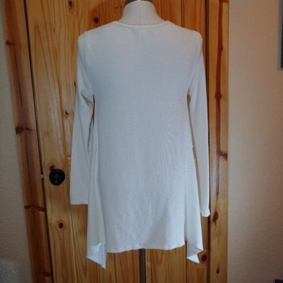 Dylan by True Grit NWT Thermal Tunic Top Womens Medium Asymmetric Hem Ivory - Picture 2 of 7